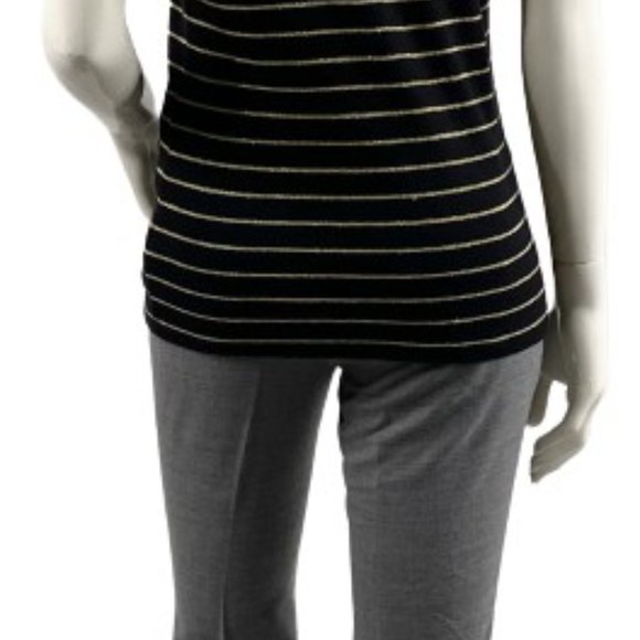 RALPH LAUREN Knit Top, Black and Gold Stripes, Size M, SKU 000363-12 - Picture 8 of 9